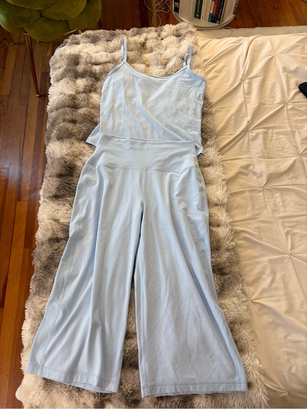 Aritzia GOLDEN Light Blue Wide-Leg Cami and Capri Set